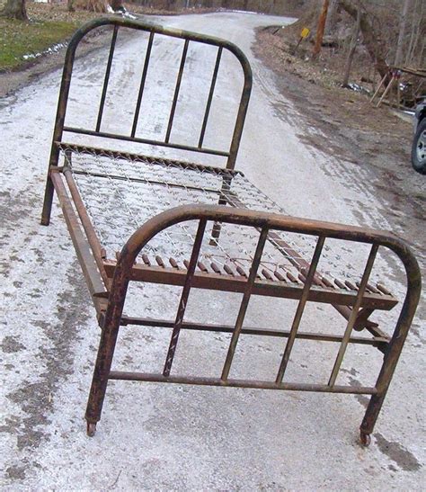 vintage twin with metal box spring|antique metal twin bed frame.